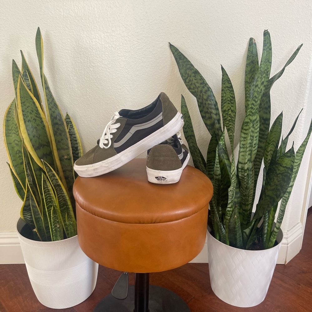 Vans Olive Green and White Sneakers